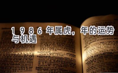  1986年属虎，2020年的运势与机遇 