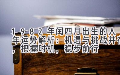  1982年闰四月出生的人2019年运势解析：机遇与挑战并存，把握时机，稳步前行 