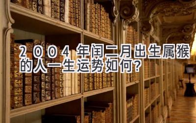  2004年闰二月出生属猴的人一生运势如何？ 