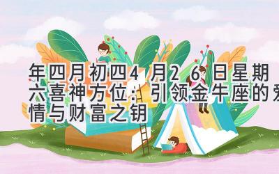  2020年四月初四（4月26日星期六）喜神方位：引领金牛座的爱情与财富之钥 