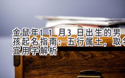   金鼠年11月3日出生的男孩起名指南：五行属土，取名宜用字解析  