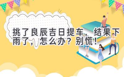  挑了良辰吉日提车，结果下雨了，怎么办？别慌！ 